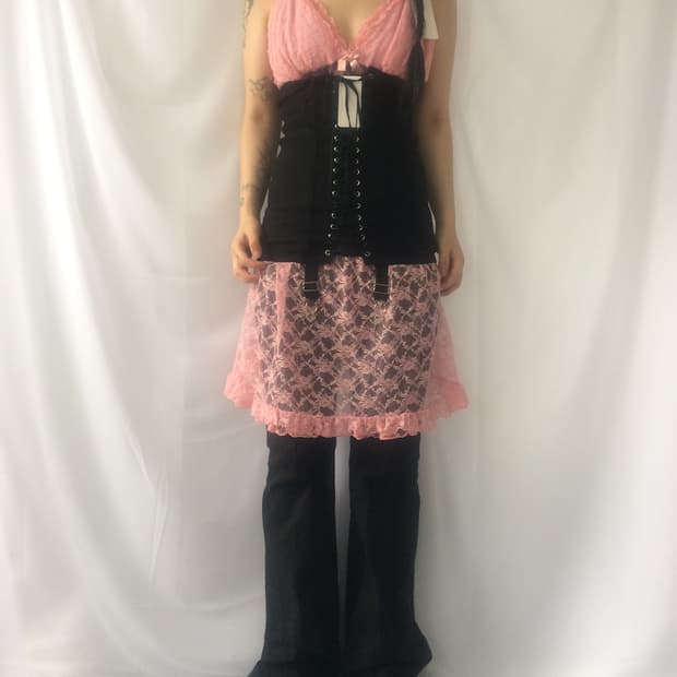 Lace up point garter corset 