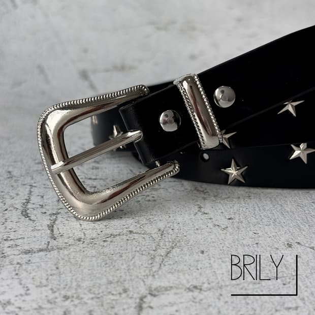 [Unisex] MAY 스타 별 스터드 비건 가죽 클래식 웨스턴 벨트