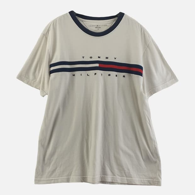 타미힐피거 화이트 남자 반팔티 M N8206