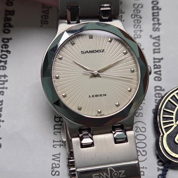 데드스탁] 빈티지 산도즈 르비엔 텅스텐베젤 입체판 칼침핸즈 쿼츠 남성용
