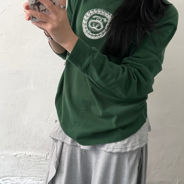 Stussy x Nike 딥그린컬러 코튼 슬리브
