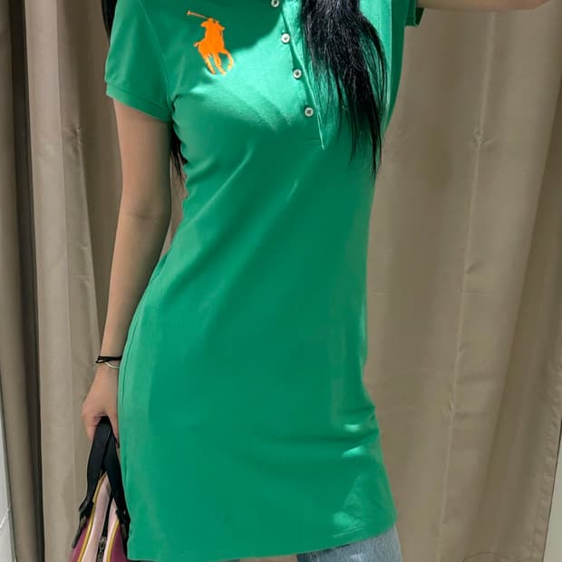 폴로 랄프로렌 빅포니 자수 반팔 카라 원피스 R2609