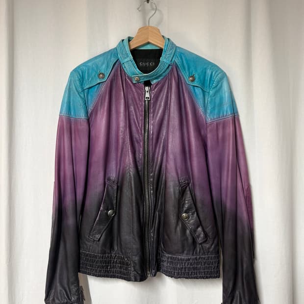 구찌 09ss 그라데이션 레더 바이커 자켓
