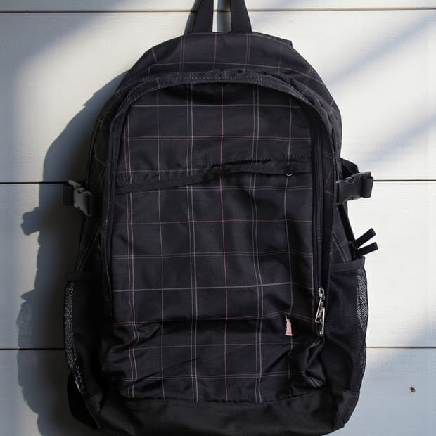 [EASTBOY] 블랙컬러 핑크 체크 백팩
