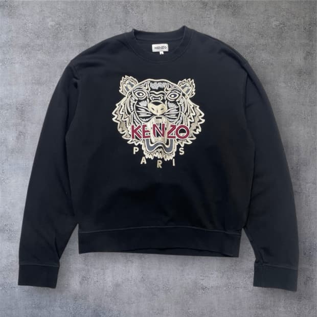 겐조 Kenzo 블랙 타이거 자수 맨투맨 XL