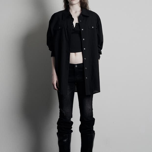 보헤미안서울 WASHED COTTON WESTERN SHIRT 블랙