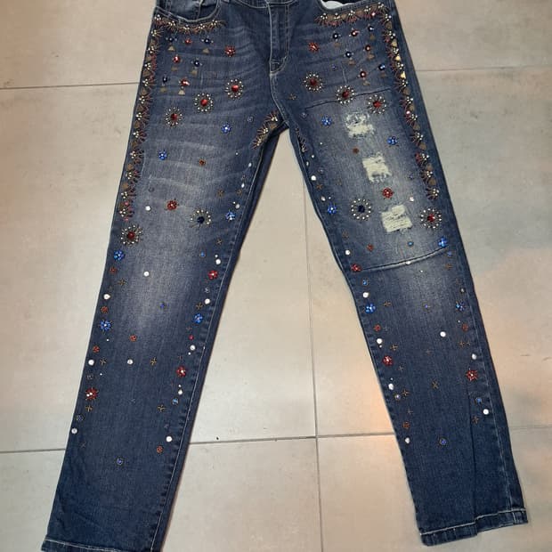 ESSENTIEL ANTWERP 비즈 장식 데님 팬츠