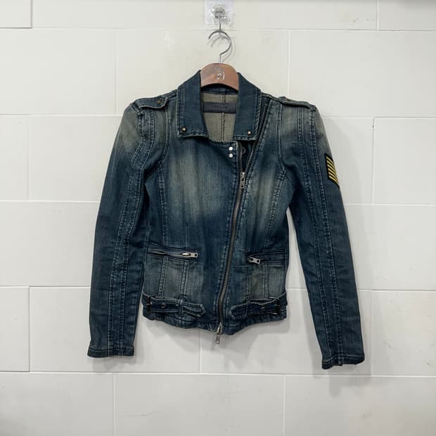 빈티지 y2k 멀티지퍼 데님자켓