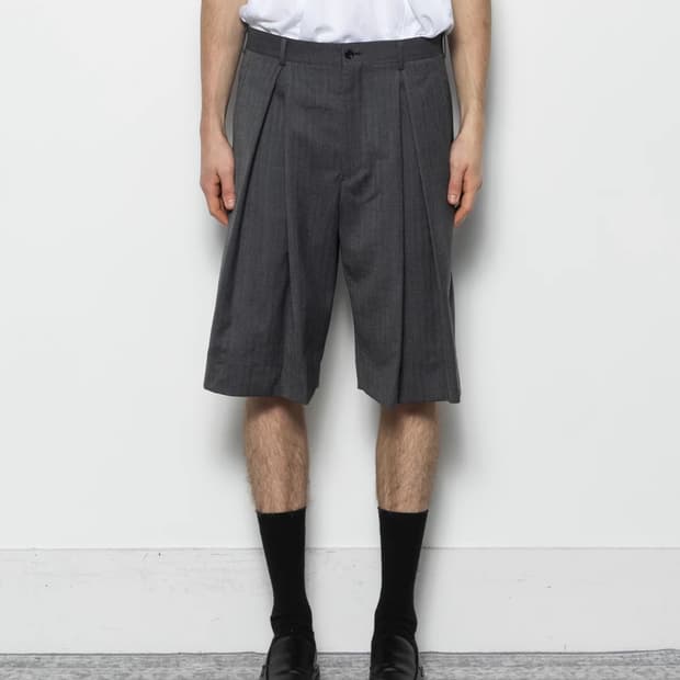 [M,L,XL]꼼데가르송 옴므 26ss 더블 플리츠 쇼츠/그레이