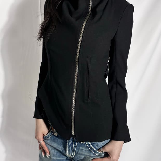 System High-Neck Cut-Out Zip Jacket