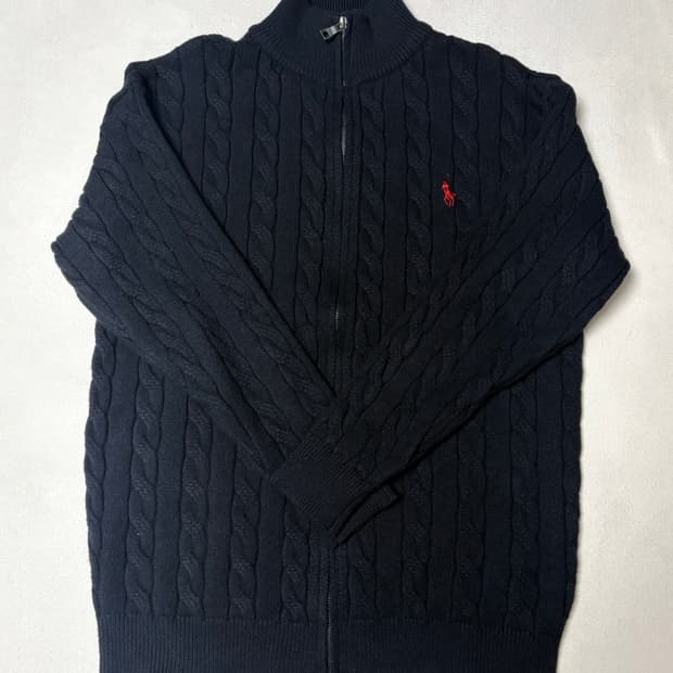 폴로 꽈배기 집업 블랙L