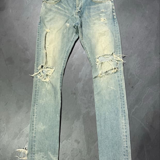 Saint Laurent 14AW Destroyed Denim Pants