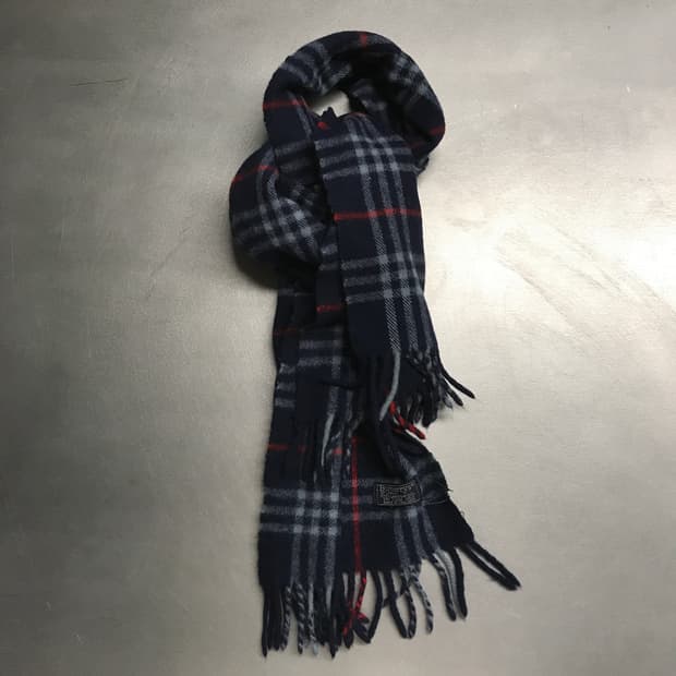 버버리 정품 램스울 머플러 네이비