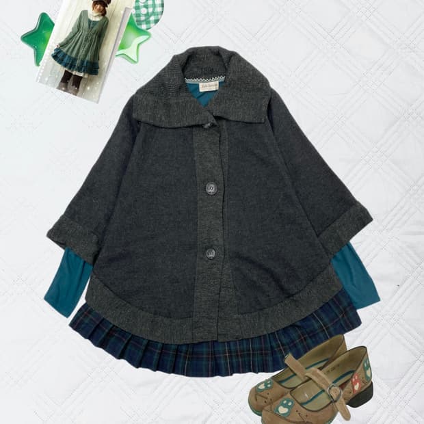 ꒰ঌ 그린 코어 케이프 세트 ໒꒱