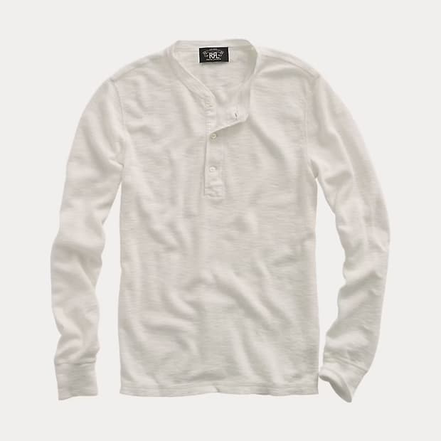 RRL 와플 니트 헨리 셔츠