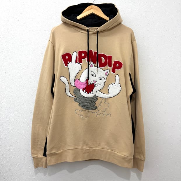 RIPNDIP 빅로고 고양이 자수 후드티