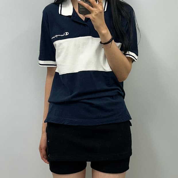 챔피온 배색 반팔 pk 티셔츠 