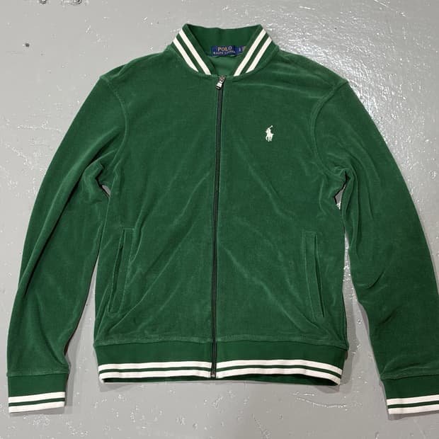 폴로 랄프로렌 그린 바시티 니트 집업 자켓