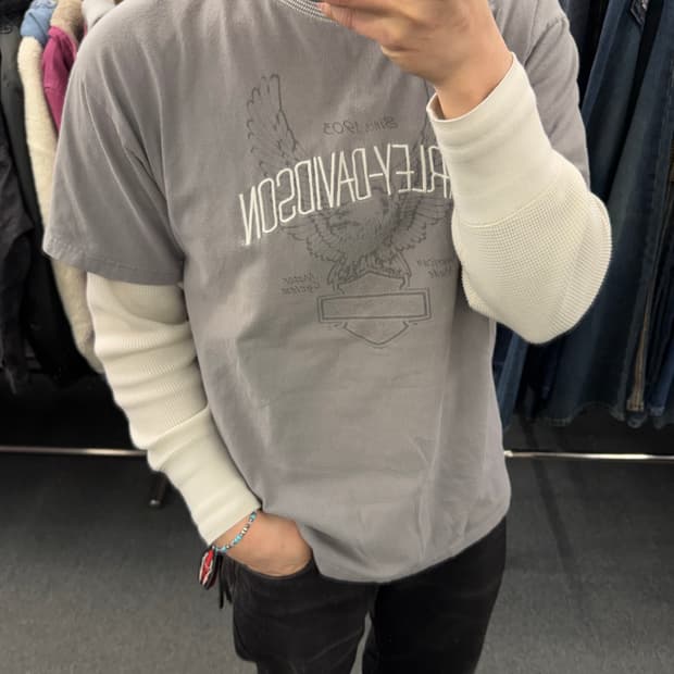 L)90’s할리데이비슨 빈티지 프린팅 Seaford Delaware 반팔