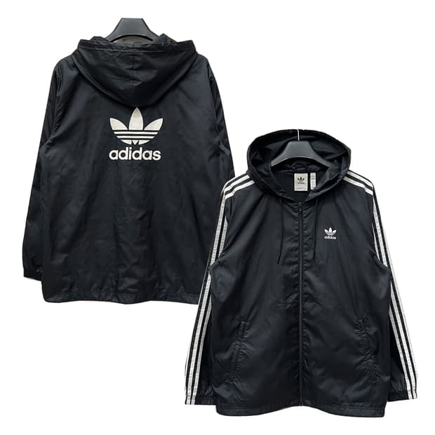 아디다스 3 스트라이프 우븐 빅로고 바람막이 자켓 L