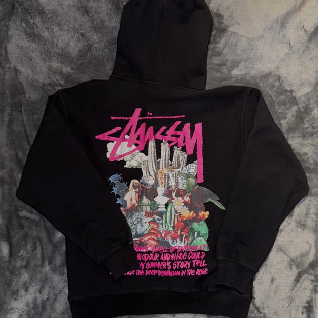 스투시 프린팅 후드티 블랙 L