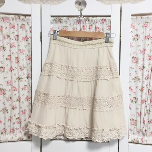 빈티지 아이보리 레이스 스커트