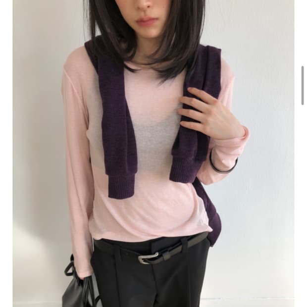 에쎄이 파스텔 텐셀 울 시스루 티