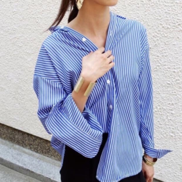 페이퍼문(PAPERMOON) 스트라이프 포플린셔츠 프리사이즈