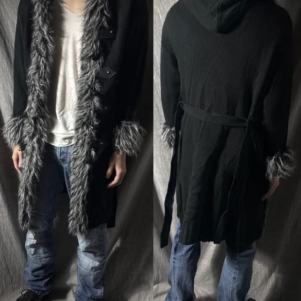 Vkei Fur Trimmed Knit Cardigan