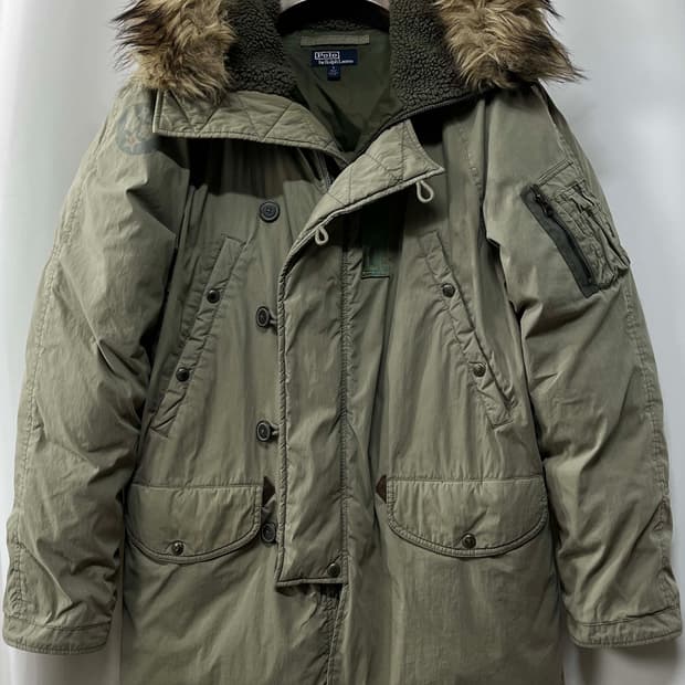 50주년 폴로 랄프로렌 N3B 올리브드랩 밀리터리 다운 스노클 파카