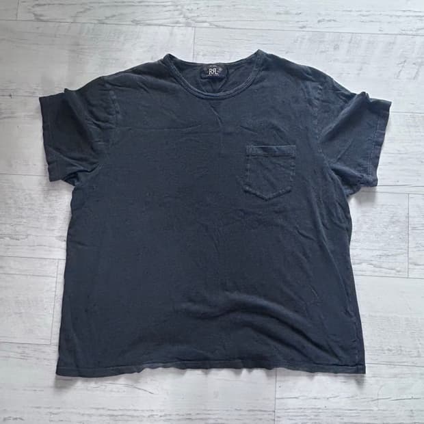 RRL 인디고 져지 포켓 티 블랙 XXL