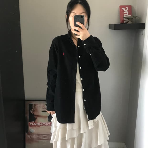 폴로 랄프로렌 포니로고 코듀로이 블랙 셔츠