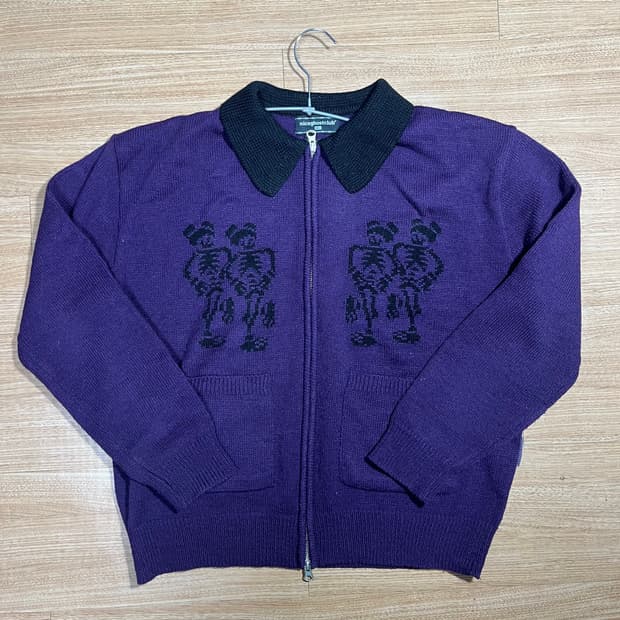 DANCING SKELETONS ZIP POLO KNIT_PURPLE(N