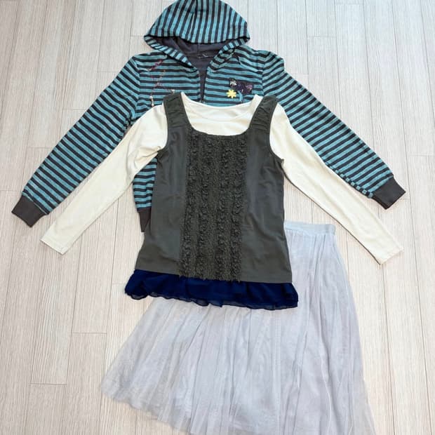 일본 빈티지 괴짜 소녀 코디 세트 set