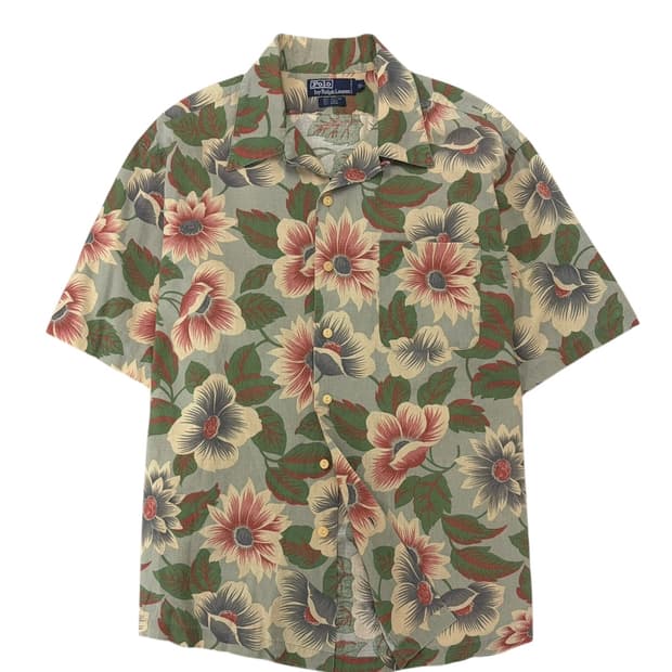00s 폴로 린넨 하와이안 셔츠 (XL) 