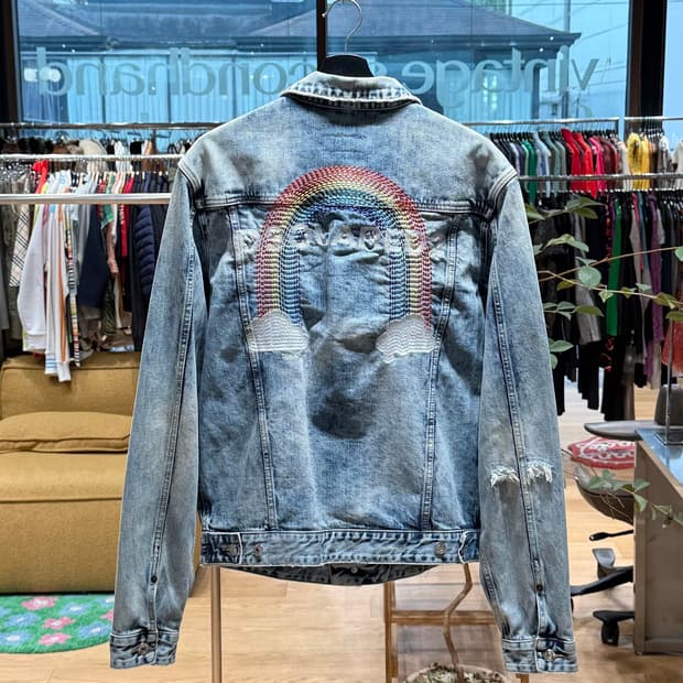 디스퀘어드2 데님 레인보우 자수 자켓 