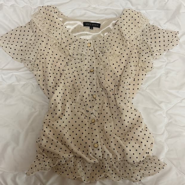 misch masch 도트 반팔 블라우스