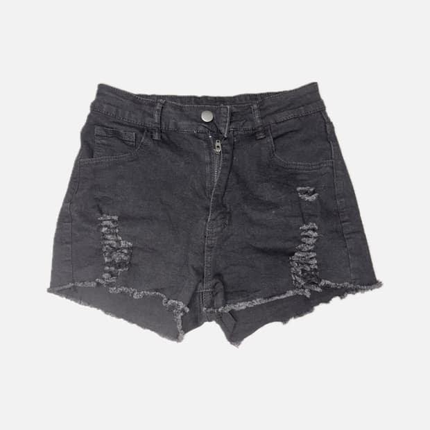 Vintage Damage Black Denim Shorts