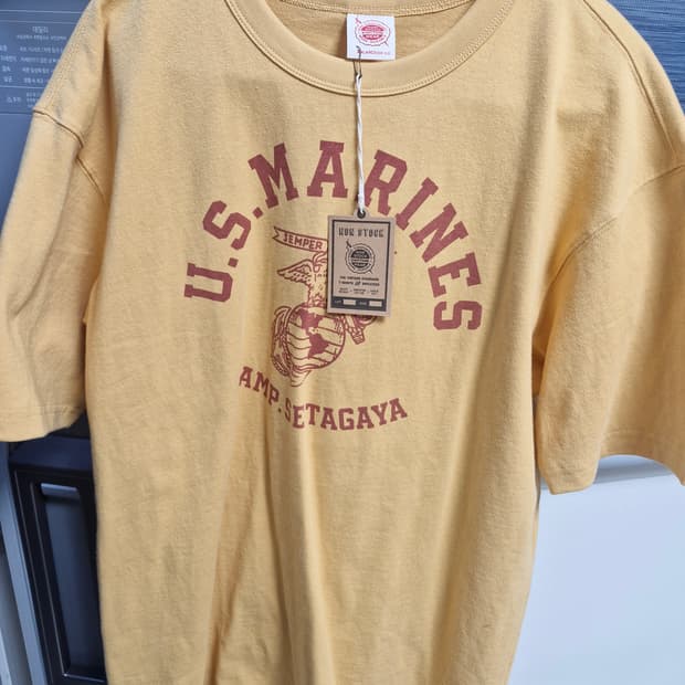 브론슨 U.S. Marines 옐로우 반팔티 XXL