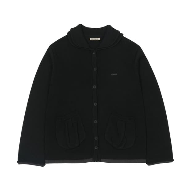 코이세이오 DOUBLE COLLAR KNIT JACKET BLACK