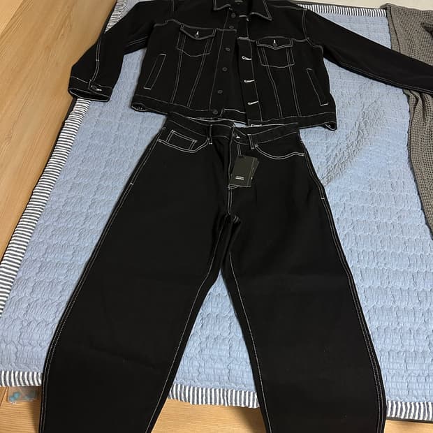 [2XL/33] 무신사 셀비지 셋업 스티치 데님 트러커 레귤러 진