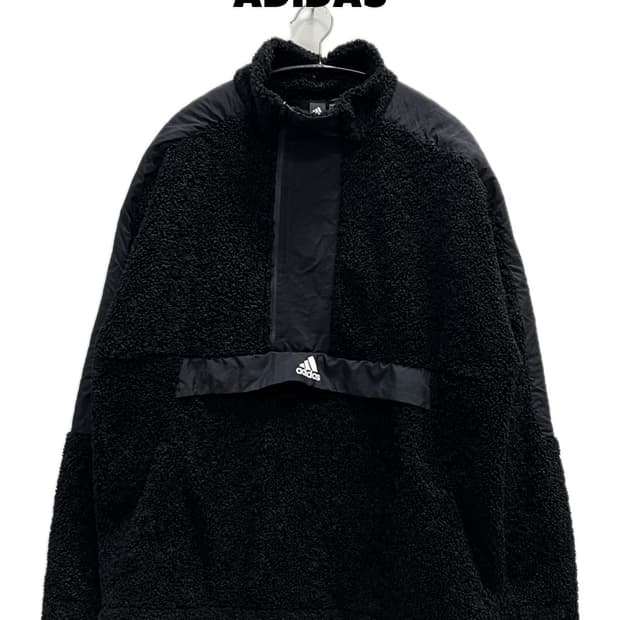 아디다스 하프집 셰르파 아노락 블랙