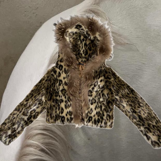 leopard-print cropped jacke레오파드 퍼 코트 자켓