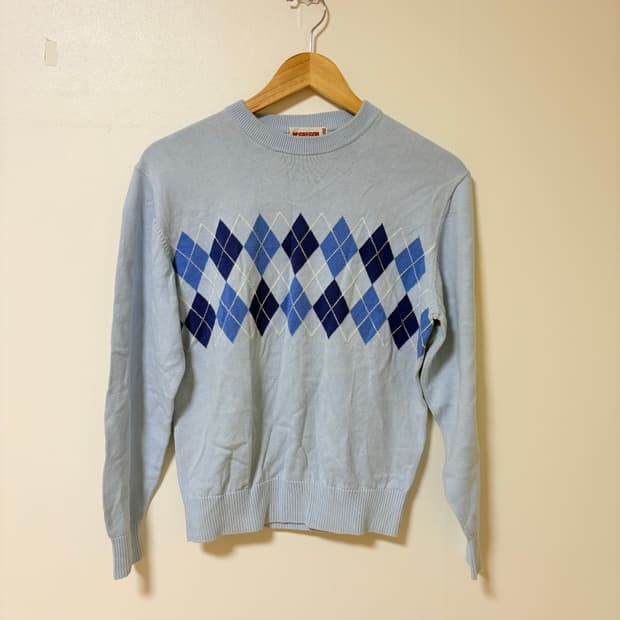 일본 직수입 빈티지 아가일 니트