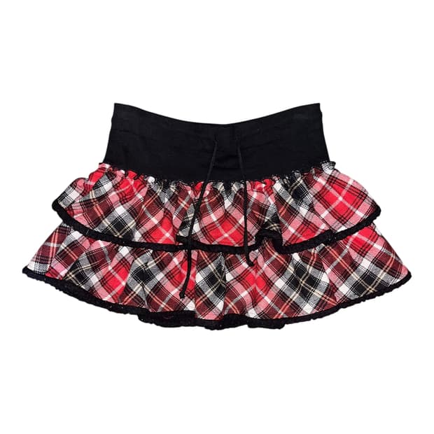 TRALALA 트랄라라 타탄체크 밴딩 캉캉 스커트 갸루y2k키치