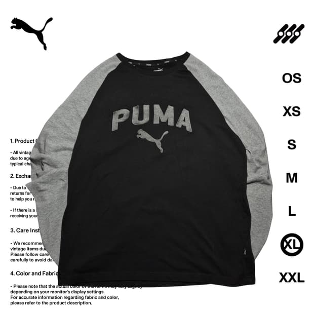 퓨마 XL사이즈 롱슬리브 티셔츠