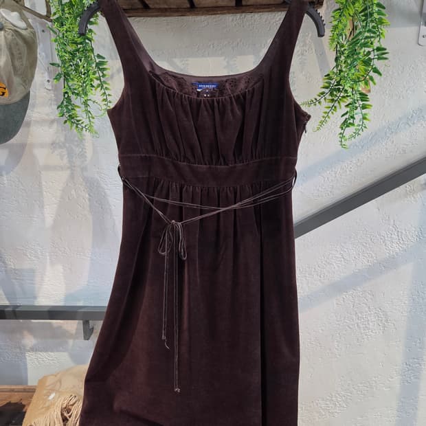 Burberry 버버리 벨벳 초코브라운 레이스원피스