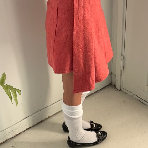 일본빈티지 핀턱 언발 랩스커트