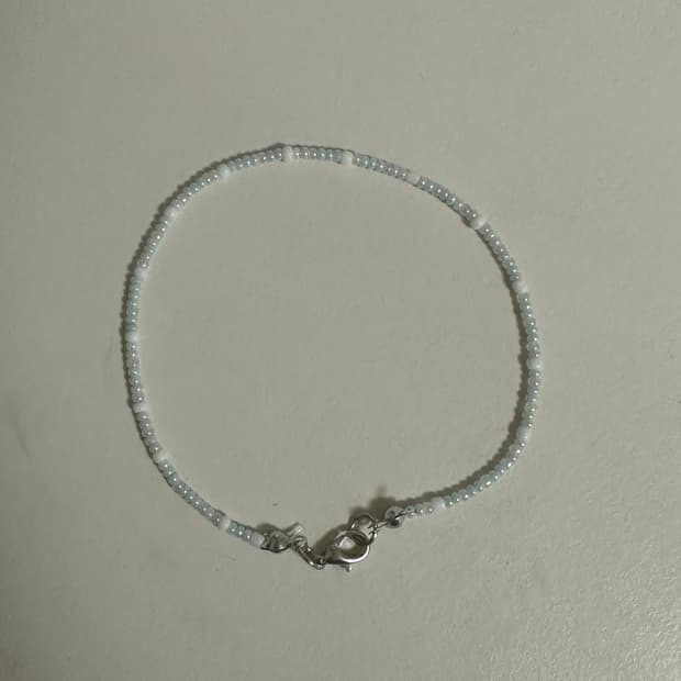 수제 비즈팔찌 스카이 블루 화이트