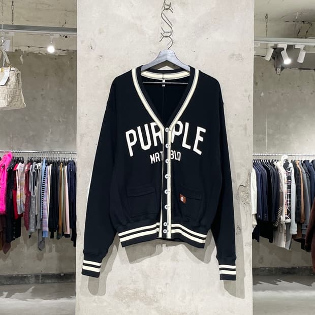 코키 24S/S 블랙 카우하이드 패치 스웻 가디건